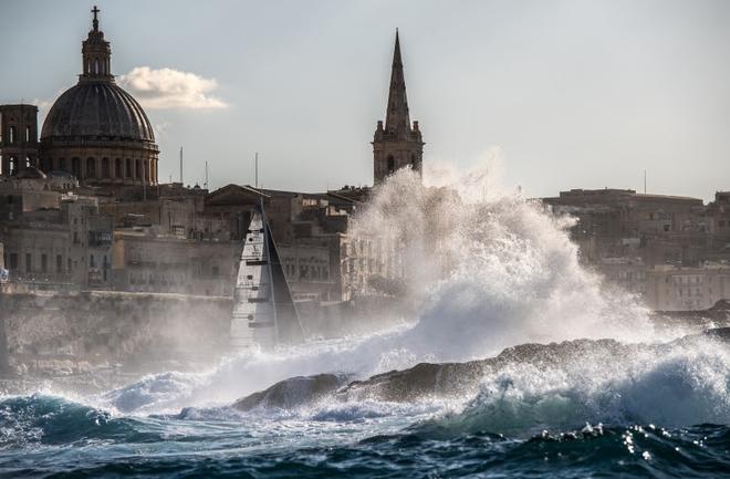 Dmitry Kondratyev and Alexander Grudnin, racing J/122 Stellar Racing Team, finishing the Rolex Middle Sea Race ©  Rolex/ Kurt Arrigo http://www.regattanews.com